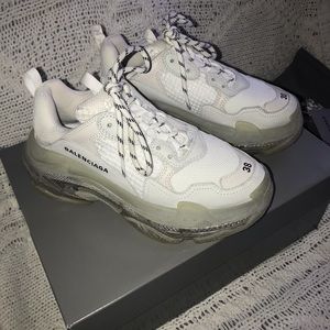 Balenciaga Triple S White Clear Sole Sneakers